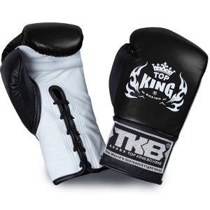 PRO LACE-UP white black black,כפפות איגרוף עור