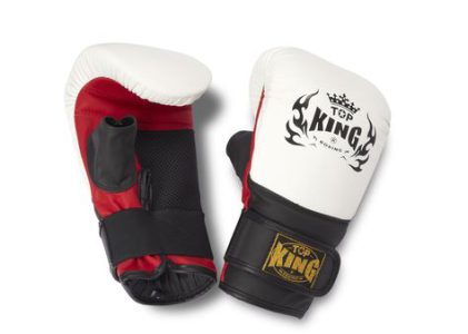 BAG GLOVE OPEN THUMB red white black,כפפות שק עור
