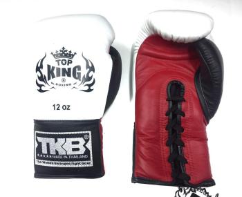 PRO LACE-UP red white black,כפפות איגרוף עור