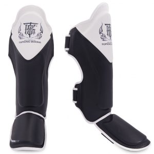 SHIN GUARDS BLEND 01 black white,מגני שוק עור