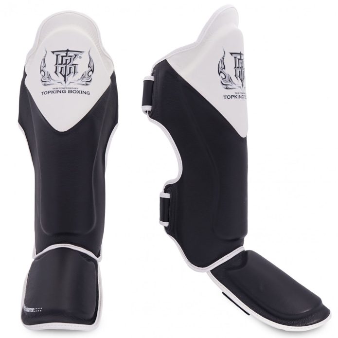 SHIN GUARDS BLEND 01 black white,מגני שוק עור