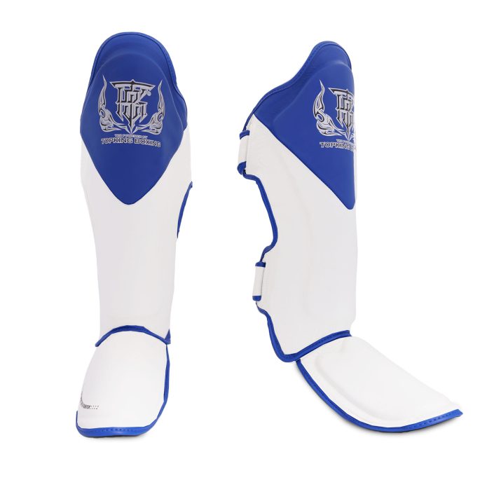 SHIN GUARDS BLEND 01  white blue,מגני שוק עור