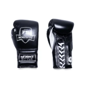 INFIGHTSTYLE LACE boxing gloves black,כפפות איגרוף עור