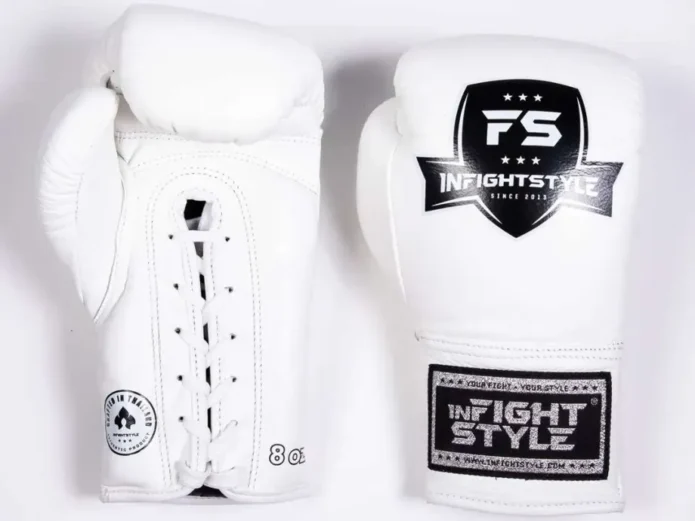 INFIGHTSTYLE LACE boxing gloves white,כפפות איגרוף עור