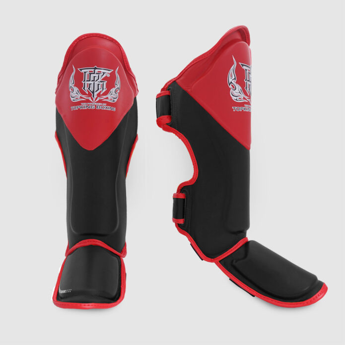 SHIN GUARDS BLEND 01 black red,מגני שוק עור