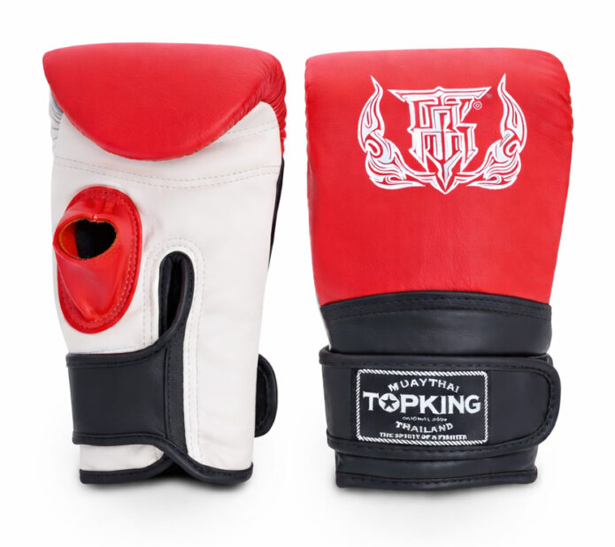 BAG GLOVE OPEN THUMB black red white,כפפות שק עור