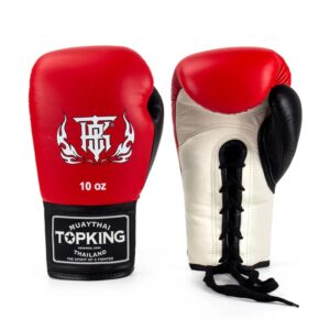 PRO LACE-UP white red black,כפפות איגרוף עור