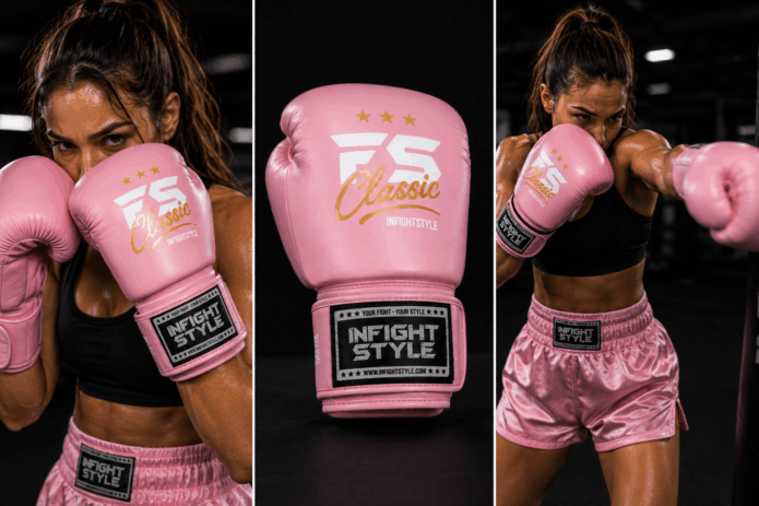 INFIGHTSTYLE CLASSIC boxing gloves powder pink,כפפות איגרוף עור