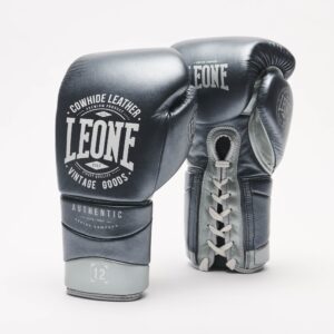 AUTHENTIC 2 gloves dark grey,כפפות אגרוף מעור מלא עם שרוכים