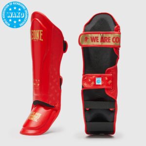 DNA shin guards red,מגני שוק וכף רגל WAKO approved