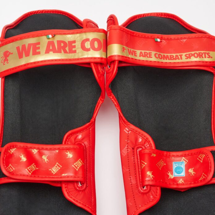 DNA shin guards red,מגני שוק וכף רגל WAKO approved